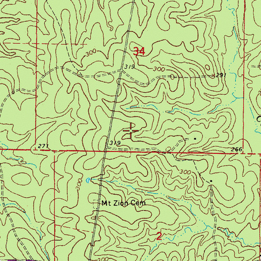 Topographic Map of Township of Darysaw, AR