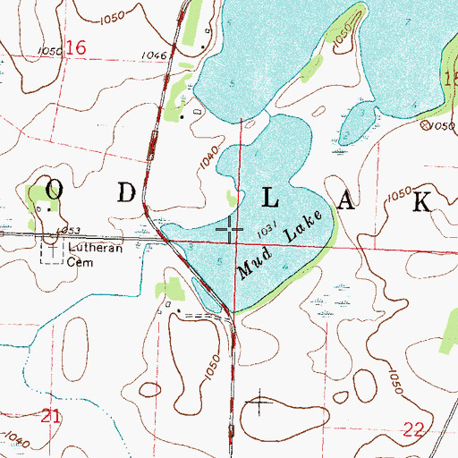 Topographic Map of Township of Wood Lake, MN