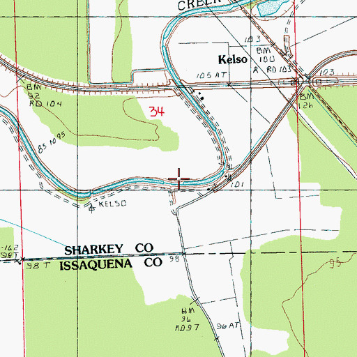 Topographic Map of Calvary Church, MS