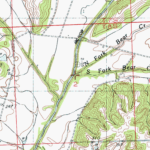 Topographic Map of North Fork Bear Creek, MS