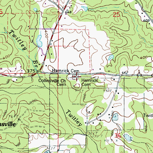 Topographic Map of Hamrick Cemetery, MS