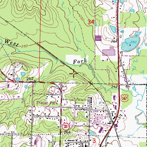Topographic Map of Township of Merry Green, AR