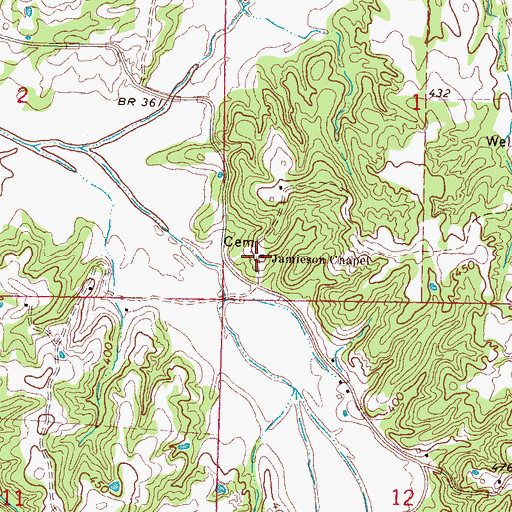 Topographic Map of Jamieson Chapel, MS