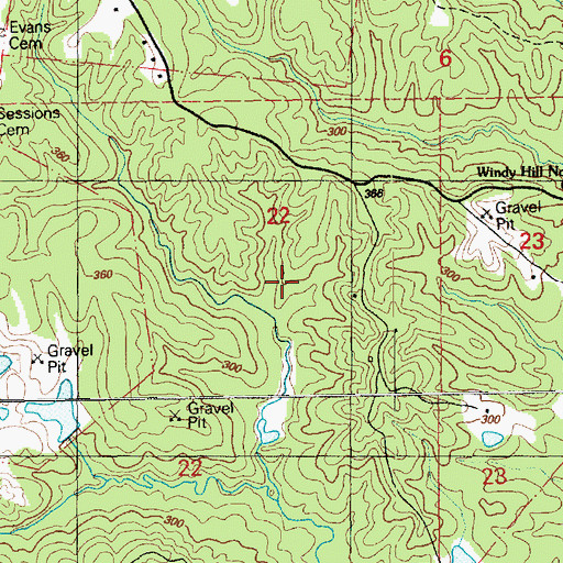 Topographic Map of Sandy Bayou, MS