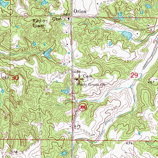 Topographic Map of Shady Grove Church, MS
