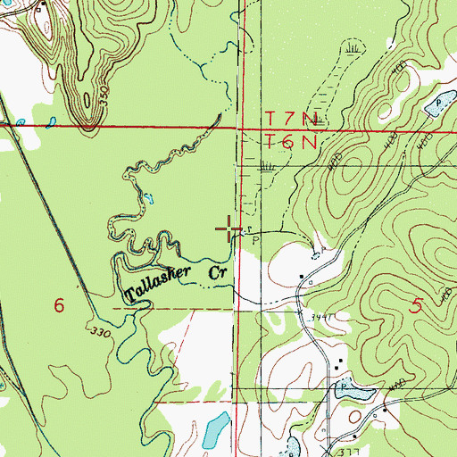 Topographic Map of Tallashua Creek, MS