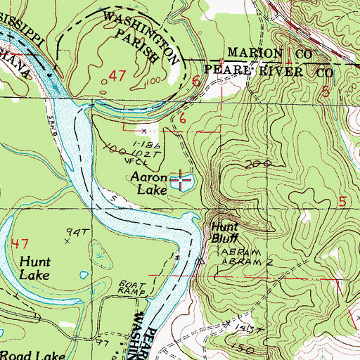 Topographic Map of Aaron Lake, MS