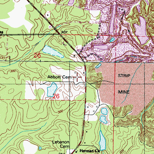 Topographic Map of Abbott Cemetery, MS