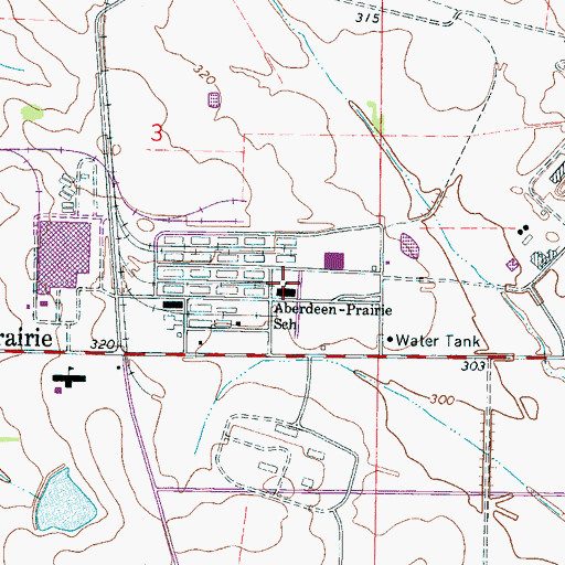 Topographic Map of Aberdeen-Prairie School, MS