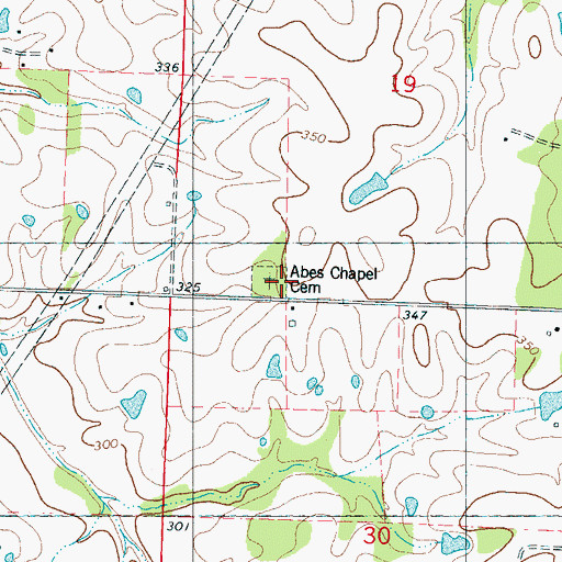 Topographic Map of Abes Chapel Cemetery, MS
