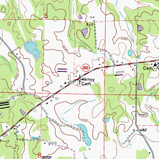 Topographic Map of Abney Cemetery, MS