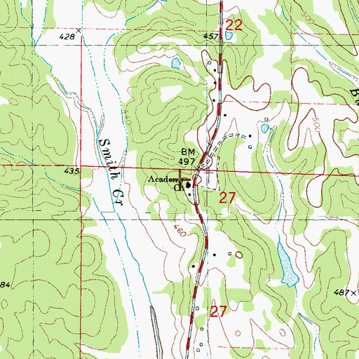 Topographic Map of Academy Church, MS