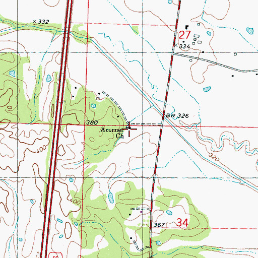Topographic Map of Acorner Church, MS