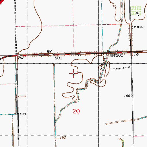 Topographic Map of Acres Farm, MS