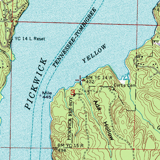 Topographic Map of Ada Hollow, MS