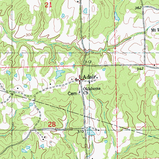 Topographic Map of Adair, MS