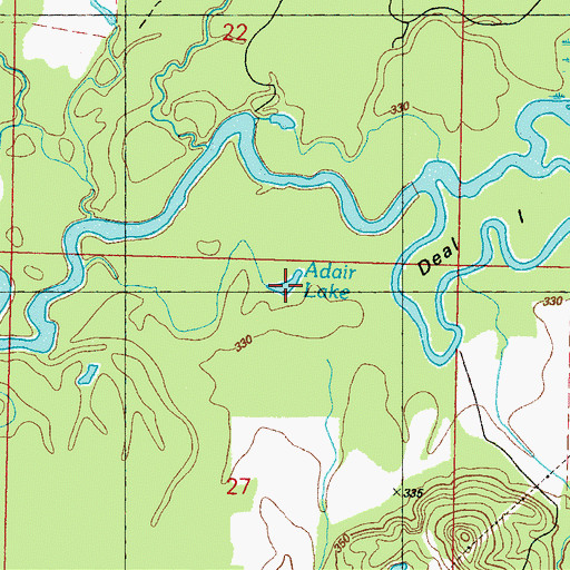 Topographic Map of Adair Lake, MS