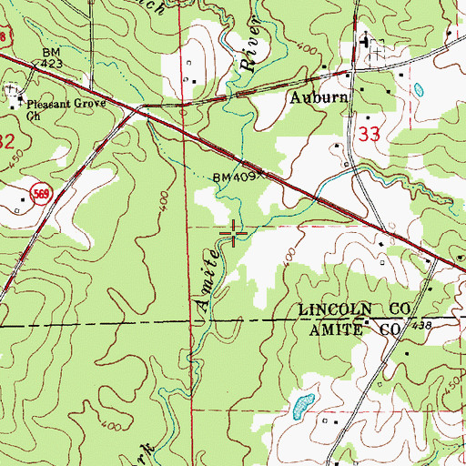 Topographic Map of Adam Creek, MS