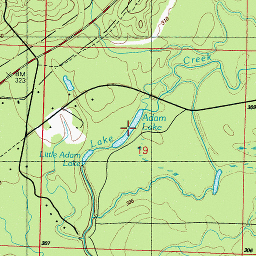 Topographic Map of Adam Lake, MS