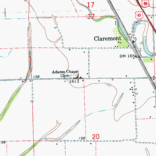 Topographic Map of Adams Chapel, MS
