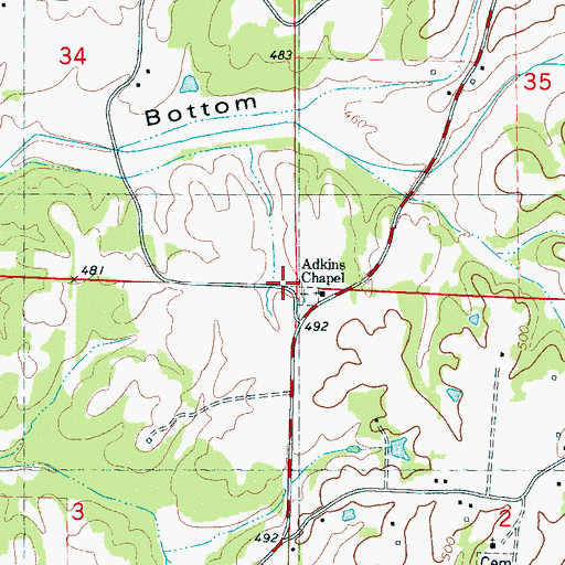 Topographic Map of Adkins Chapel, MS