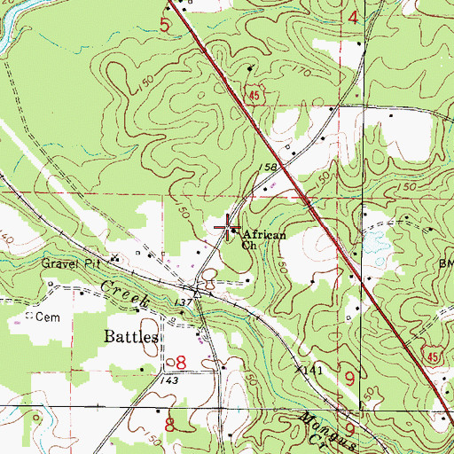 Topographic Map of African Church, MS