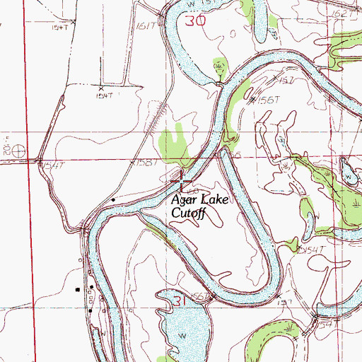 Topographic Map of Agar Lake Cut-Off, MS