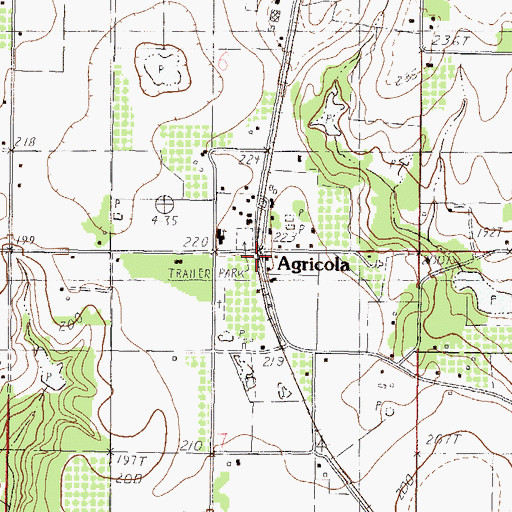 Topographic Map of Agricola, MS