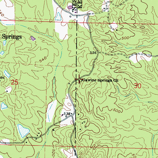 Topographic Map of Alawine Springs Church, MS