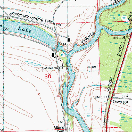 Topographic Map of Albino School, MS
