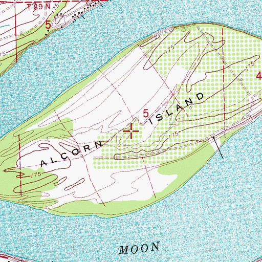 Topographic Map of Alcorn Island, MS