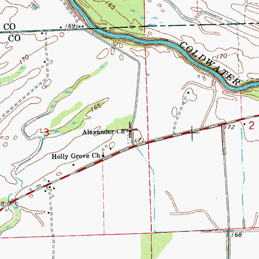 Topographic Map of Alexander Church, MS
