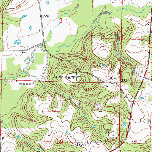 Topographic Map of Allen Cemetery, MS