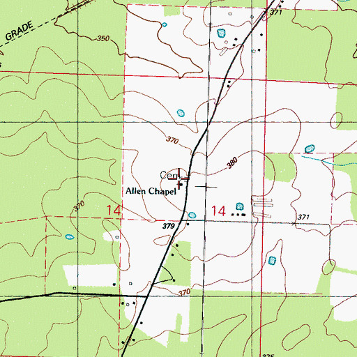 Topographic Map of Allen Chapel, MS