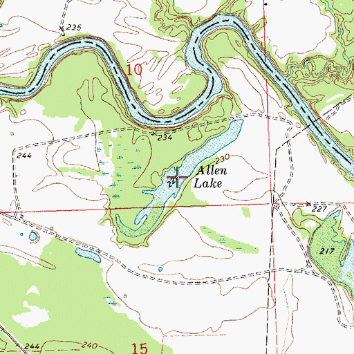 Topographic Map of Allen Lake, MS