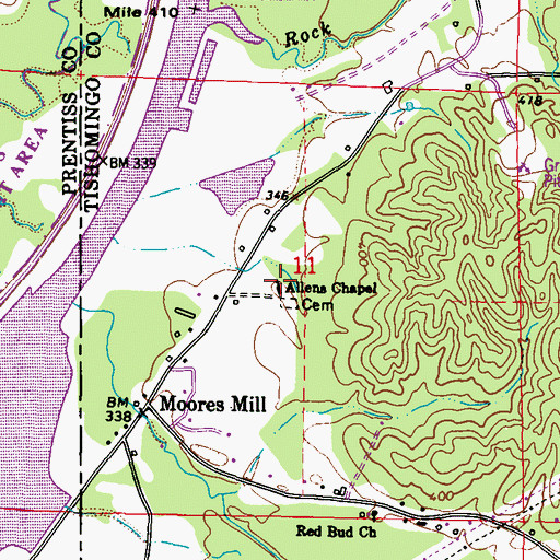 Topographic Map of Allens Chapel, MS