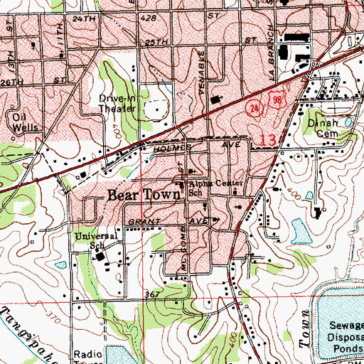 Topographic Map of Alpha Center School, MS