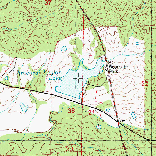 Topographic Map of American Legion Lake, MS