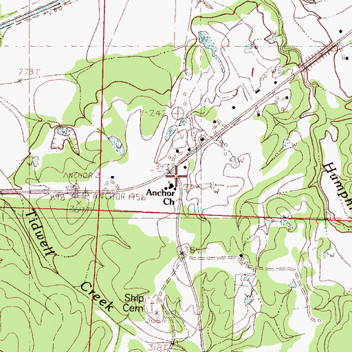Topographic Map of Anchor Baptist Church, MS
