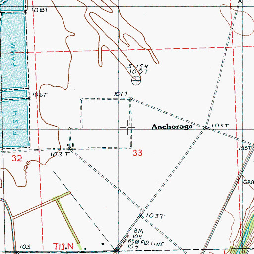 Topographic Map of Anchorage, MS