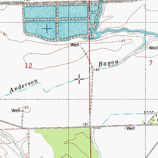 Topographic Map of Anderson Bayou, MS