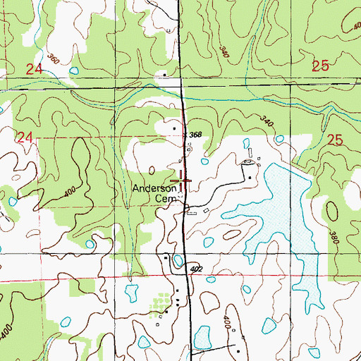 Topographic Map of Anderson Cemetery, MS
