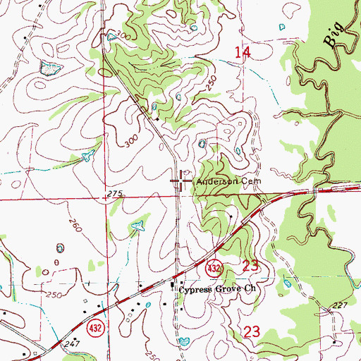 Topographic Map of Anderson Cemetery, MS