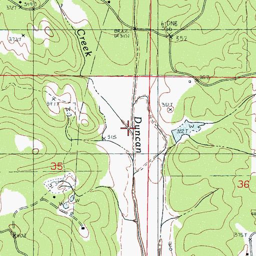 Topographic Map of Anderson Creek, MS