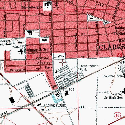 Topographic Map of Anderson Park, MS