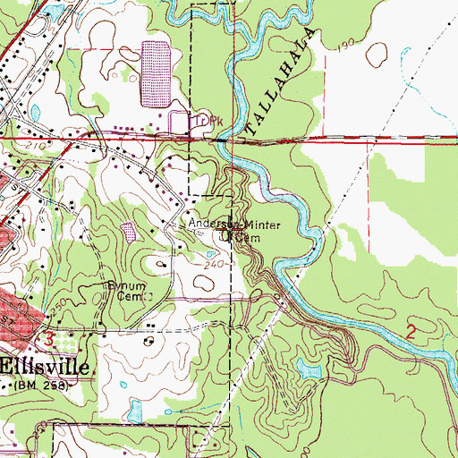 Topographic Map of Anderson-Minter Cemetery, MS