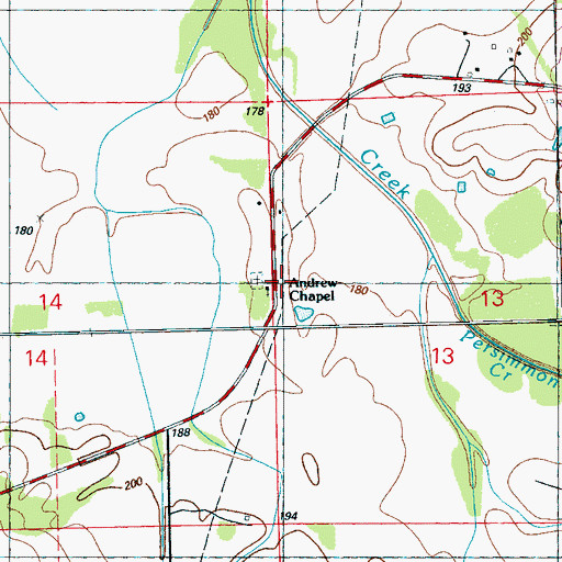 Topographic Map of Andrew Chapel, MS