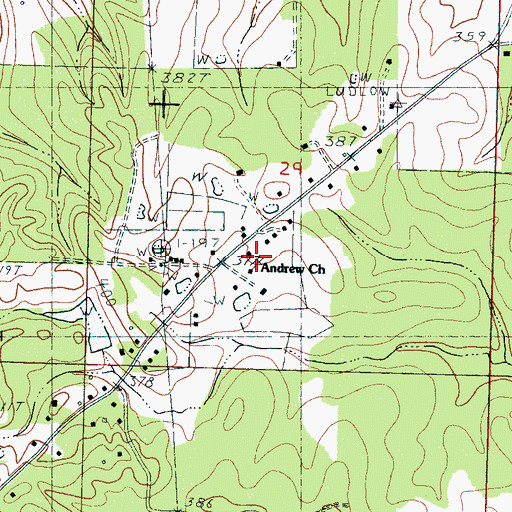 Topographic Map of Andrew Chapel, MS