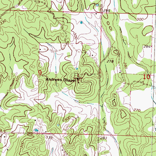 Topographic Map of Andrews Chapel, MS