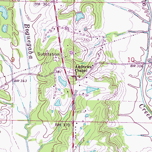 Topographic Map of Andrews Chapel, MS